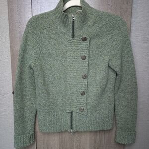 Phosphorus 100% Lambswool Green Zip And Button-Up Sweater XL  Australia